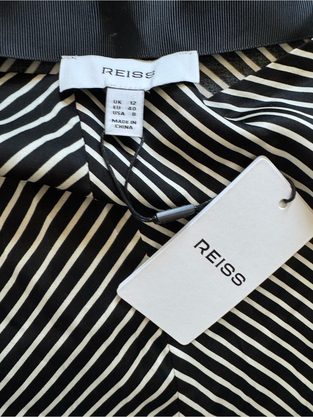 REISS Ivy Striped Lace Trim Midi Skirt NWT - Picture 3 of 7